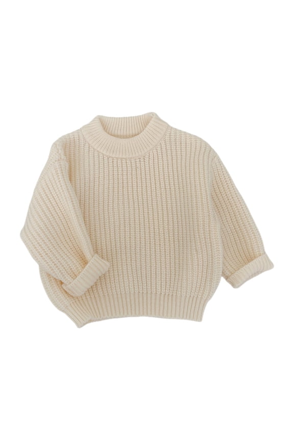 Toddler Ribbed Knit Sweater Soft Stretchy Crochet Pullover Sweater Kids Boys Crew Neck Plain Sweatshirts Clothes