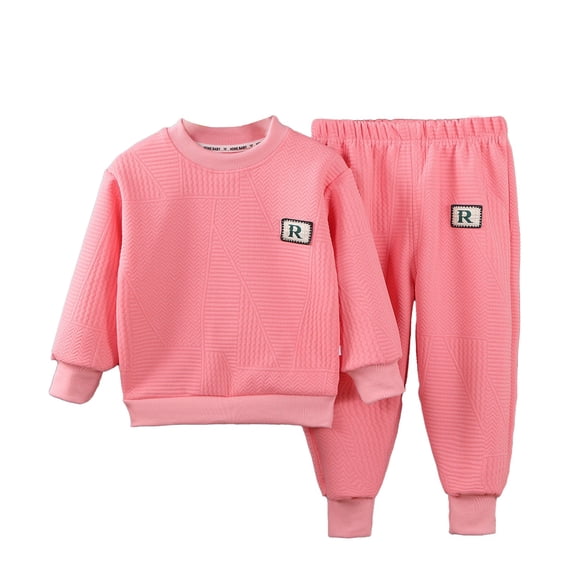KAUOD Toddler Ribbed Tops Pants Outfits 2pc Fall Pullover Sweater Joggers Sweatpants Sets Baby Boys Warm Fleece Clothes