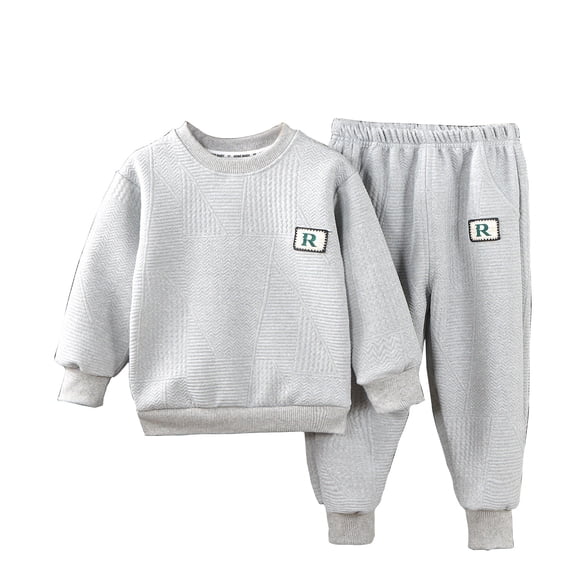 KAUOD Toddler Ribbed Tops Pants Outfits 2pc Fall Pullover Sweater Joggers Sweatpants Sets Baby Boys Warm Fleece Clothes