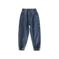 thumbnail image 1 of KAUOD Toddler Straight Jeans Vintage Patchwork Pull on Denim Pants Kids Boys Elastic Waist Y2k Denim Trousers with Pockets, 1 of 9
