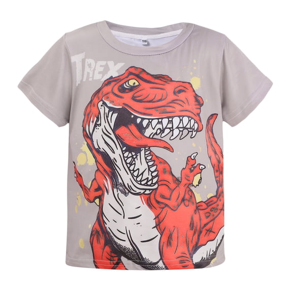 KAUOD Toddler T-Shirt Soft Cotton Short Sleeve Graphic Tee with Funny Dinosaur Print Kids Baby Crewneck Summer Casual Tops