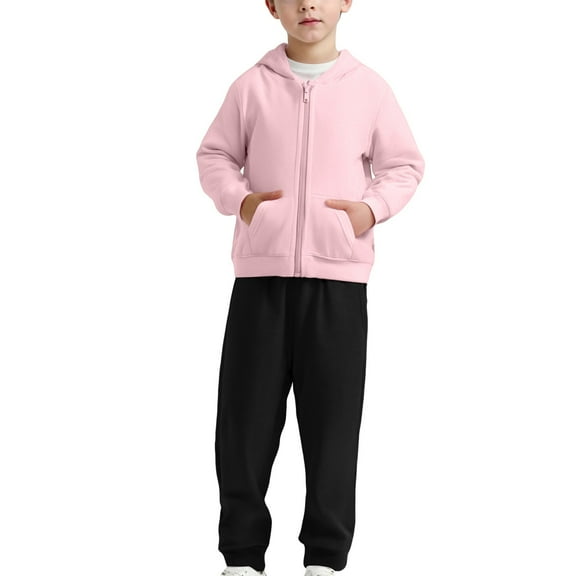 KAUOD Toddler Zip up Hoodie Joggers Pants Sets 2pc Soft Cotton Fall Hooded Sweatshirts Sweatpants Fall Lightweight Outfits