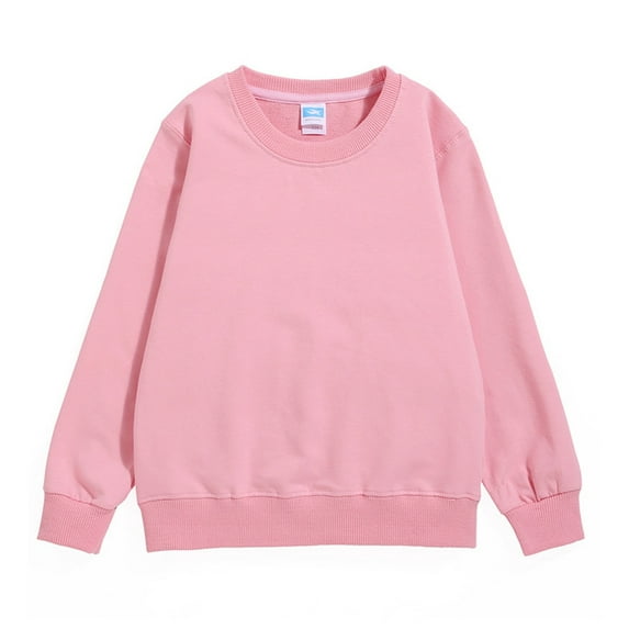 KAUOD Unisex Kids Solid Cotton Sweatshirts for Children Boys Girls Basic Crewneck Sweatshirt Soft Long Sleeve Pullover Tops