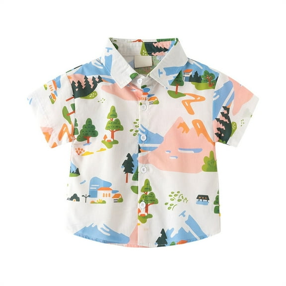 KAUOD Western Baby Boy Clothes Button Down Short Sleeve Shirts Country Cowboy Dress Shirt Tops Summer Vintage Clothes