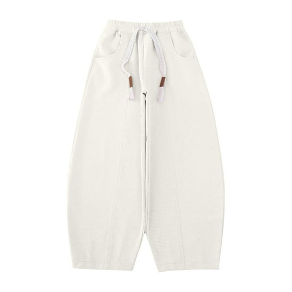 KAUOD Wide Leg Baggy Harem Pants for Boys Girls Toddler Kids Casual Solid Plain Cotton Drawstring Trousers with Pockets