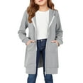 thumbnail image 1 of KAUOD Youth Boys Girls Long Hoodi𝐞s Jackets Zip up Cotton Coats Teen Kids Plain Oversized Sweatshirts Clothes with Pockets, 1 of 7