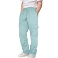 thumbnail image 1 of KAUOD Youth Fleece Warm Cargo Sweatpants Boys Girls Baggy Wide Leg Straight Joggers Pants Kids Plain Elastic Waist Pants, 1 of 7