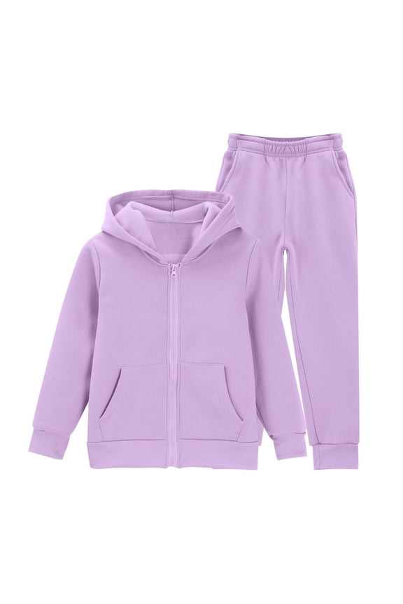 Youth Girls Fleece Jogging Set 22 Piece Zip up Cute Hoodies+soft Warm Wide Leg Sweatpants Outfits for Teen Kids