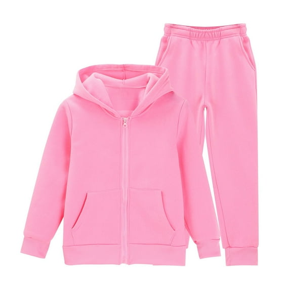 KAUOD Youth Girls Fleece Jogging Set 22 Piece Zip up Cute Hoodies+soft Warm Wide Leg Sweatpants Outfits for Teen Kids
