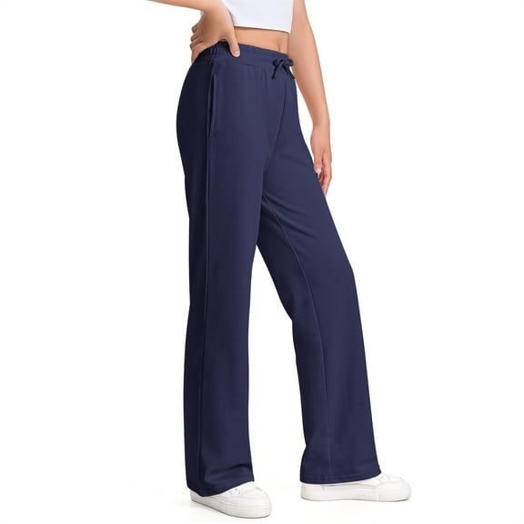 KAUOD Youth Girls Soft Long Pants High Waist Stretchy Un𝐢form Trousers with Pockets Teen Kids Cotton Joggers Sweatpants