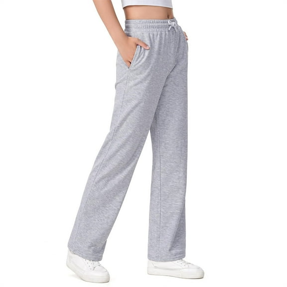 KAUOD Youth Girls Soft Long Pants High Waist Stretchy Un𝐢form Trousers with Pockets Teen Kids Cotton Joggers Sweatpants