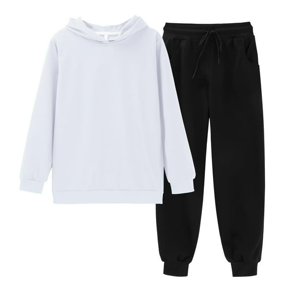 KAUOD Youth Kids Cotton Hoodies Set 2 Piece Loose Fit Pullover Sweatshirts Joggers Pants Outfits Boys Girls Sweatpants Clothes