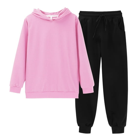 KAUOD Youth Kids Cotton Hoodies Set 2 Piece Loose Fit Pullover Sweatshirts Joggers Pants Outfits Boys Girls Sweatpants Clothes