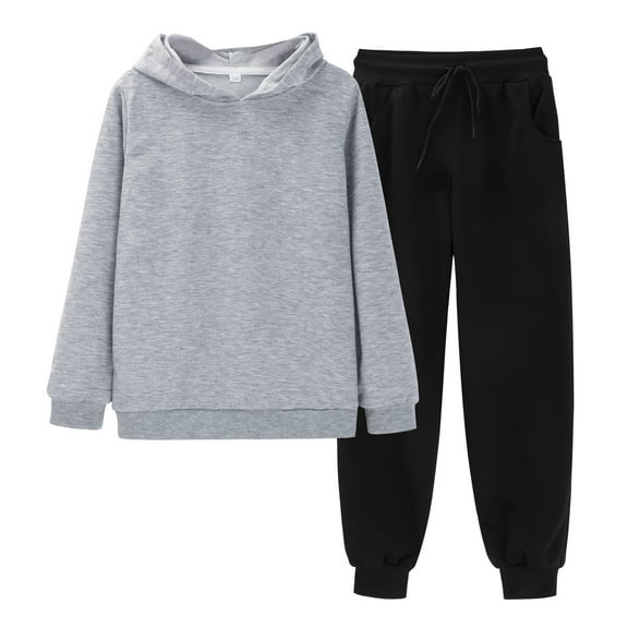 KAUOD Youth Kids Cotton Hoodies Set 2 Piece Loose Fit Pullover Sweatshirts Joggers Pants Outfits Boys Girls Sweatpants Clothes