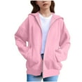 thumbnail image 1 of KAUOD Zip up Hoodies for Teen Girls Oversized Cotton Long Sleeve Sweatshirts Tween Kids Soft Cute Hoodie Tops Clothes, 1 of 4