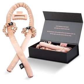 KAV Rose Gold Heatless Curling Rod Set - Pure Mulberry Silk Hair Roller for Curls, Hair Curlers for Women, Hair Curling Wrap for Overnight Curls, Hair Curler for Long Hair, Hair Curler Set