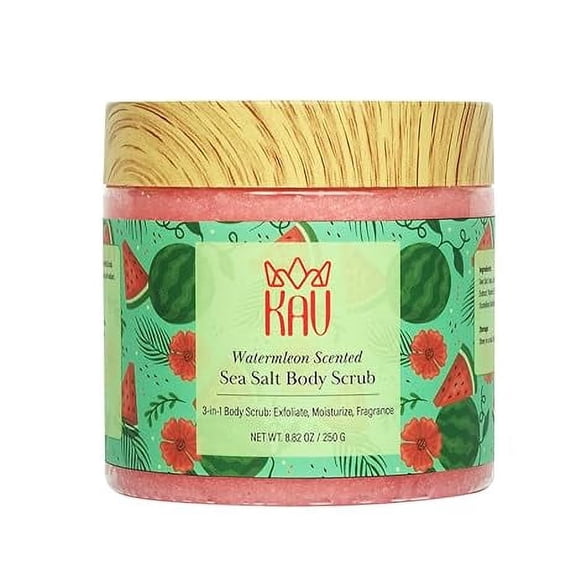 KAV Watermelon Salt Body Scrub - All Natural Exfoliating Salt Scrub for Body and Face, Helps with Moisturizing Skin, Dead Cell Removal, Rejuvenation and Relaxation