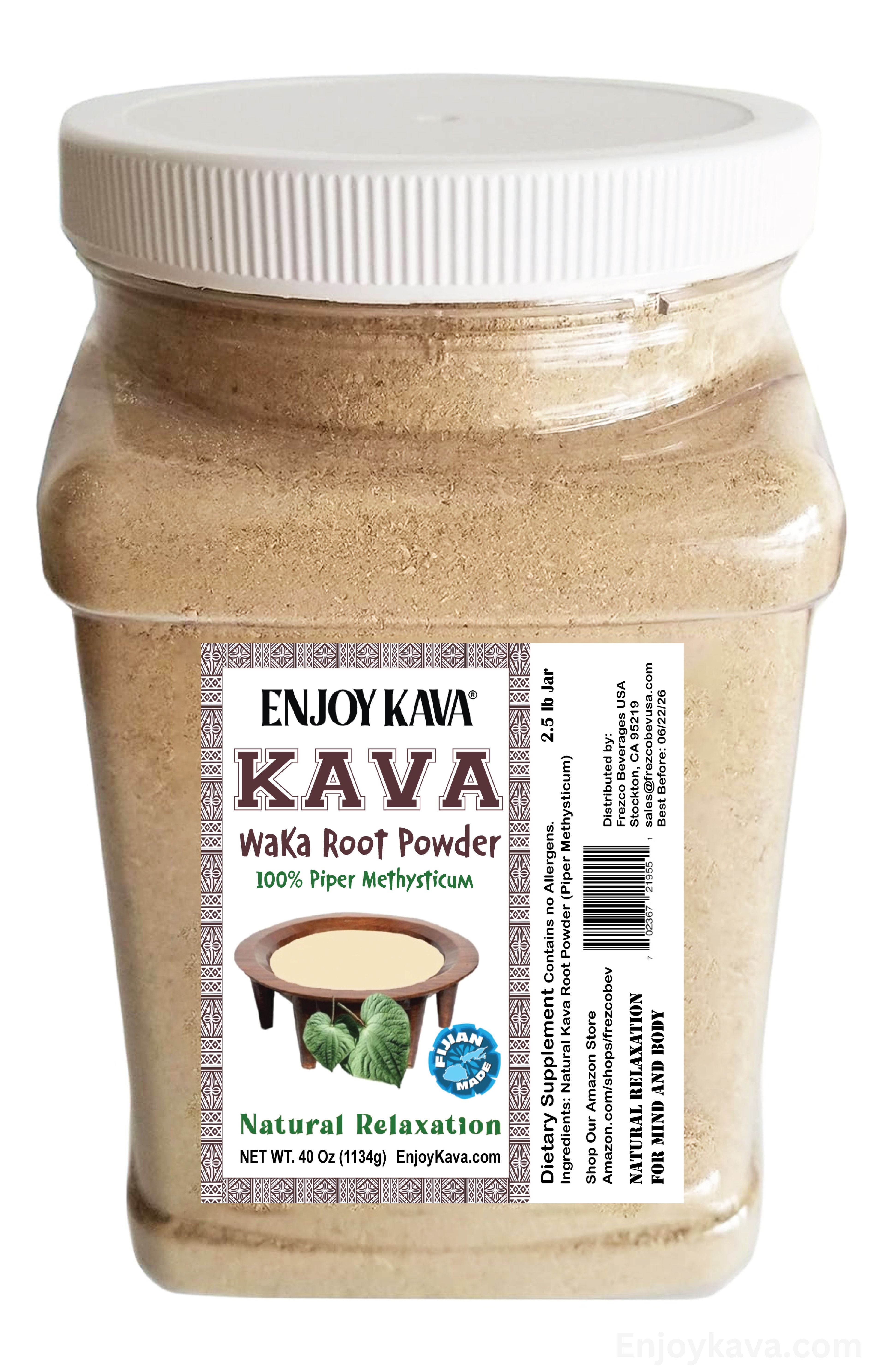 KAVA Waka Powder Authentic, Noble Kava Root Powder (2.5 LB JAR) Imported From FIJI