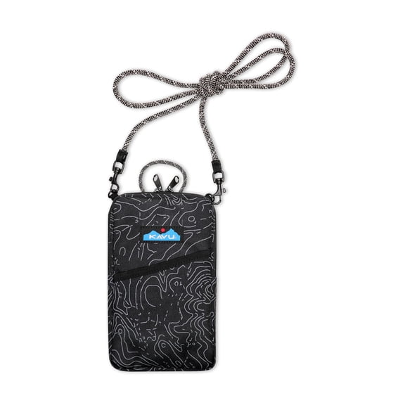 KAVU Essential Case Zip Crossbody Wallet with Rope Strap, Black Topo Y101