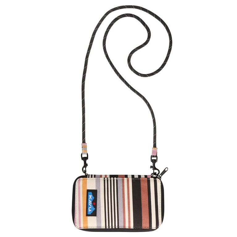 KAVU Go Time Bi Fold Crossbody Wallet with Rope Strap Springtime Stripe