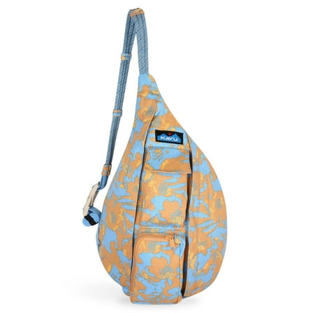 KAVU Mini Rope Bag Cotton Crossbody Sling Backpack 9150-2504 Sky Bloom