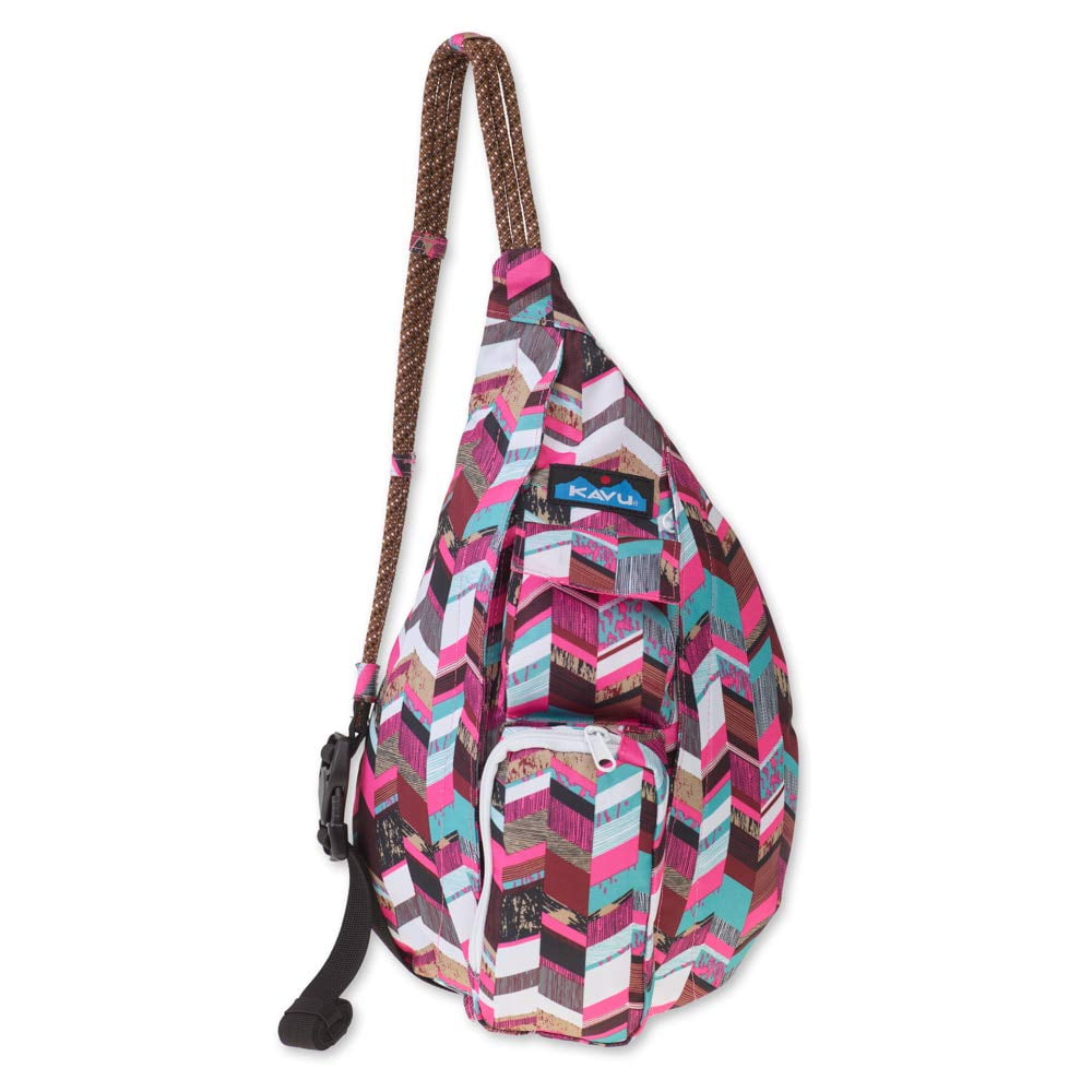 KAVU Mini Rope Sunset Blocks Pattern Messenger Bag, Black  display picture 2