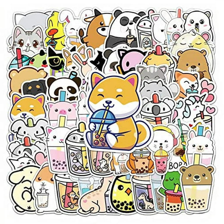 KAWAIIANS Cute Animal Stickers, Kawaii Bubble Tea Drinks Cartoon Anime  Stickers for Kids Teens Girls Adults (Cute Animal 50)