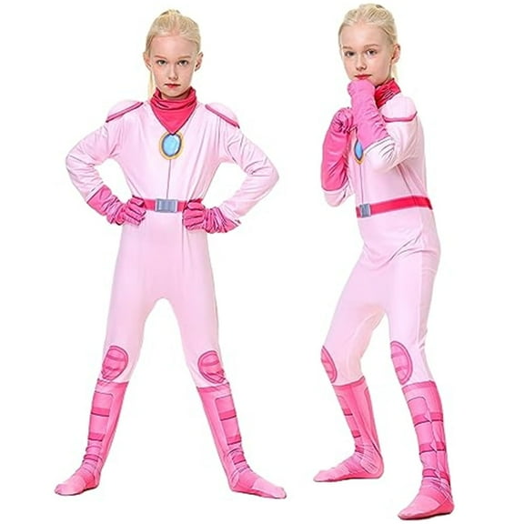 KAWELL 2025 Princess Peach Super Brothers Costume for Girls, New Models Princess Peach Cosplay Bodysuit for Halloween