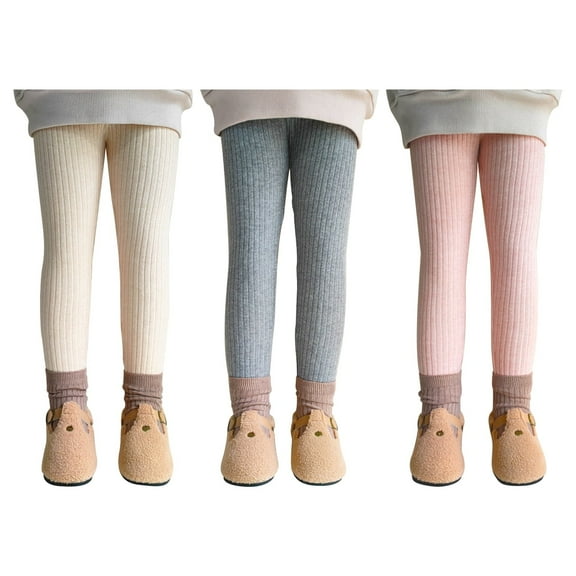 KAWELL 3 Pack Girls Legging Pants Footless Knit Baby Toddler Tights 1-8 Year