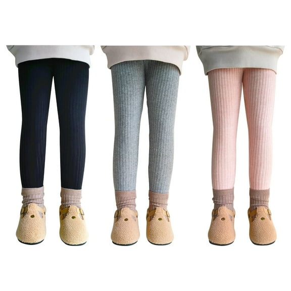 KAWELL 3 Pack Girls Legging Pants Footless Knit Baby Toddler Tights 1-8 Year