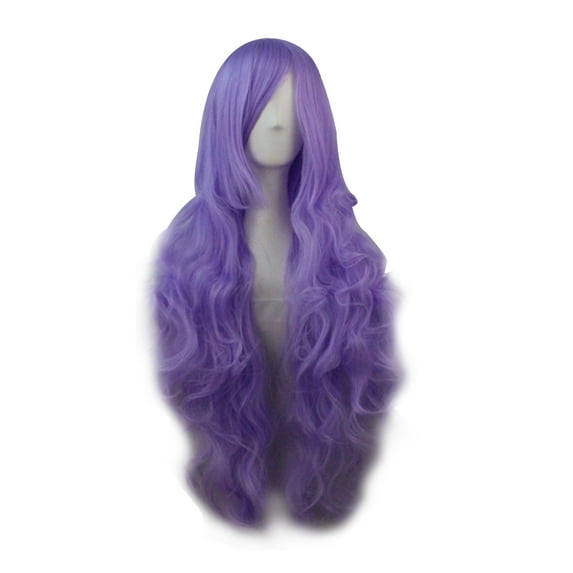 KAWELL 31.2 Inch/80cm Long Curly Natural Hair Cosplay Wig with Bangs Colorful Halloween Costume Party Wigs for Women