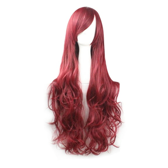 KAWELL 31.2 Inch/80cm Long Curly Natural Hair Cosplay Wig with Bangs Colorful Halloween Costume Party Wigs for Women
