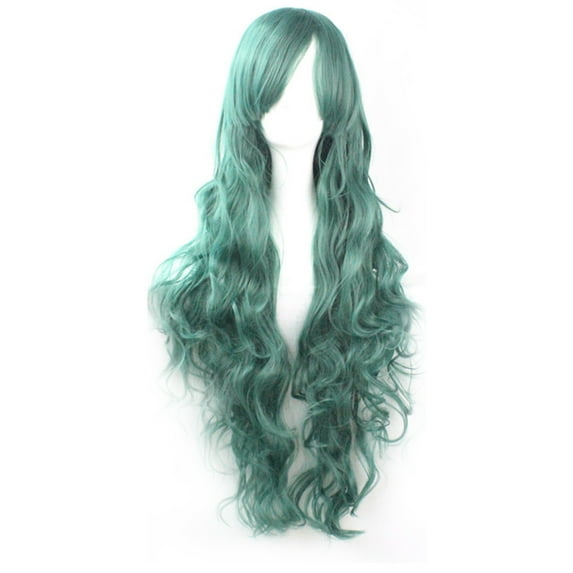 KAWELL 31.2 Inch/80cm Long Curly Natural Hair Cosplay Wig with Bangs Colorful Halloween Costume Party Wigs for Women