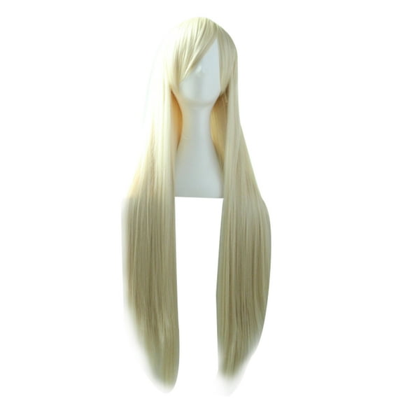 KAWELL 32" 80cm Long Straight Natural Hair Cosplay Wigs with Bangs Colorful Halloween Costume Party Wig for Girl