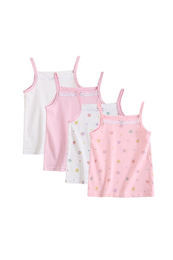 4 Pack Girls' 100% Cotton Tagless Undershirts - Soft, Breathable, Perfect for Daily Wear