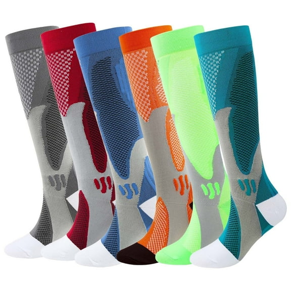 KAWELL 6 Pairs Compression Socks for Women and Men 20-30mmHg-Circulation Support Socks