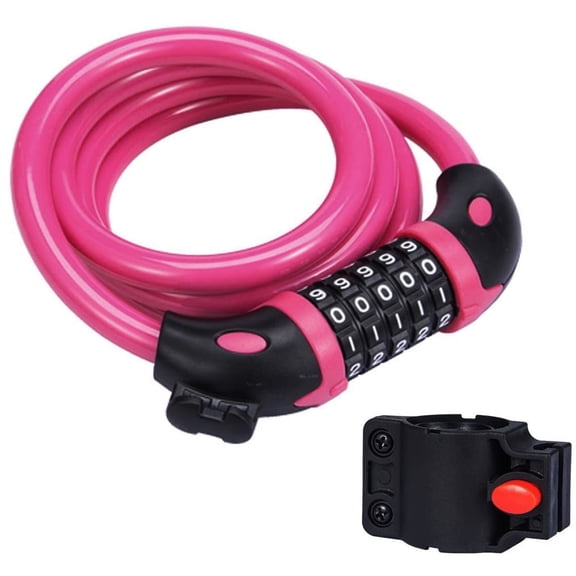 KAWELL Bike Lock Bicycle Chain Lock,with 5-Digit Resettable Number and Mounting Bracket,Combination Coiling Cable Lock Best for Bicycle Outdoors - 4 Feet x 1/2 Inch