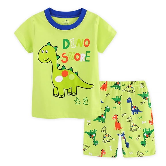 KAWELL Boys Popular Cartoon Printed Children's Short-Sleeved Shorts Suit Pajamas Home Wear Casual for 3-8 years