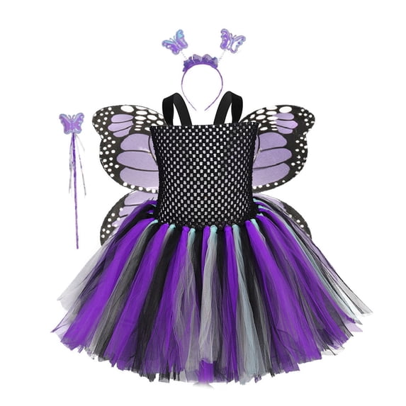 KAWELL Butterfly Fairy Dress Costume Halloween Fluffy Mesh Costume