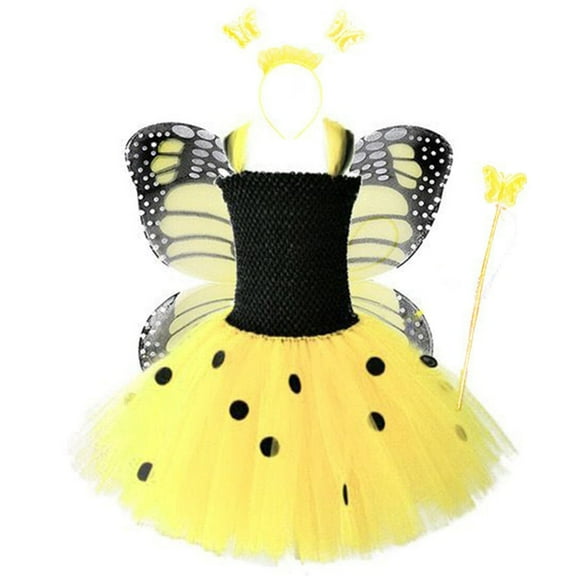 KAWELL Butterfly Fairy Dress Girls Costume Halloween Fluffy Mesh Costume