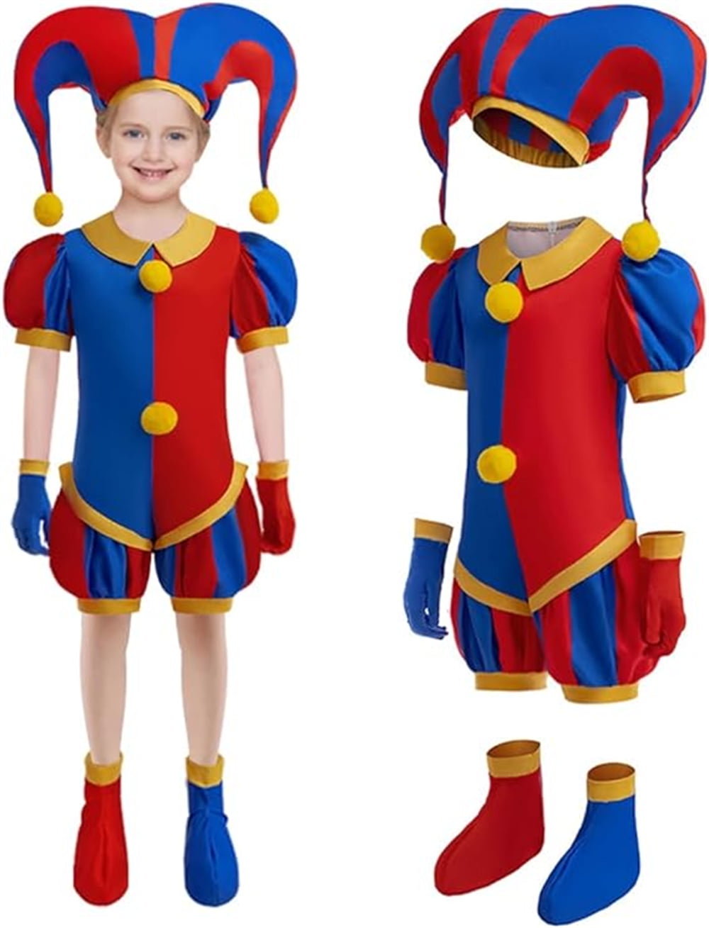 KAWELL Clown-Inspired Unisex Fancy-Dress Costume for Child, Toddler 3-4 Years