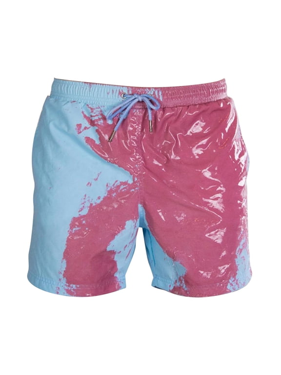 Color Changing Swim Trunks for Men, Boys Quick Dry Sports Shorts, Summer Temperature Color Changing Swim Trunks