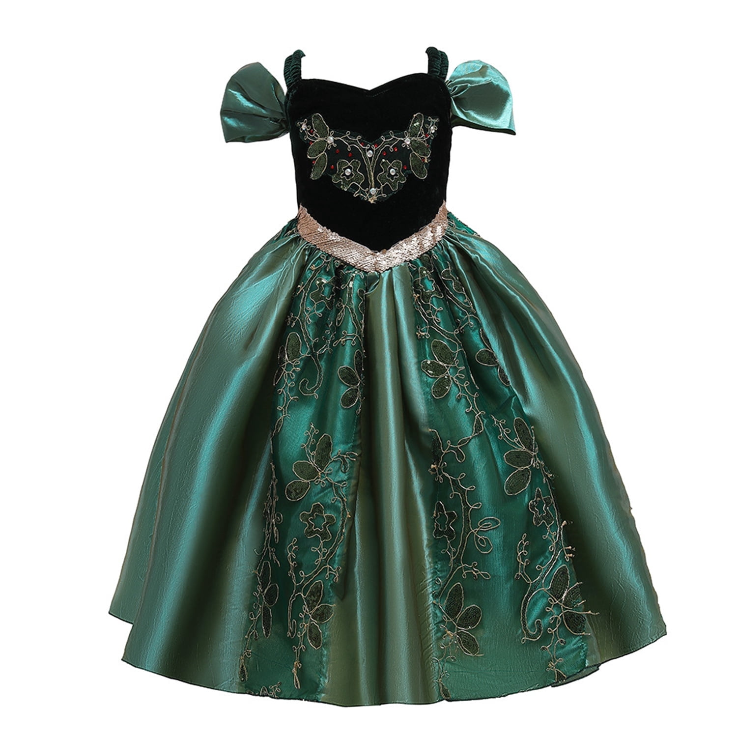 slim fit dress slacks Queen Frozen 2 Gown Anna Coronation Dark Green Outfit Cosplay Costume –  TrendsinCosplay main image 1