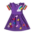thumbnail image 1 of KAWELL Cotton Girls Flower Rainbow Short Sleeve Dresses Butterfly Animal for Kids 3-8 Years, 1 of 6