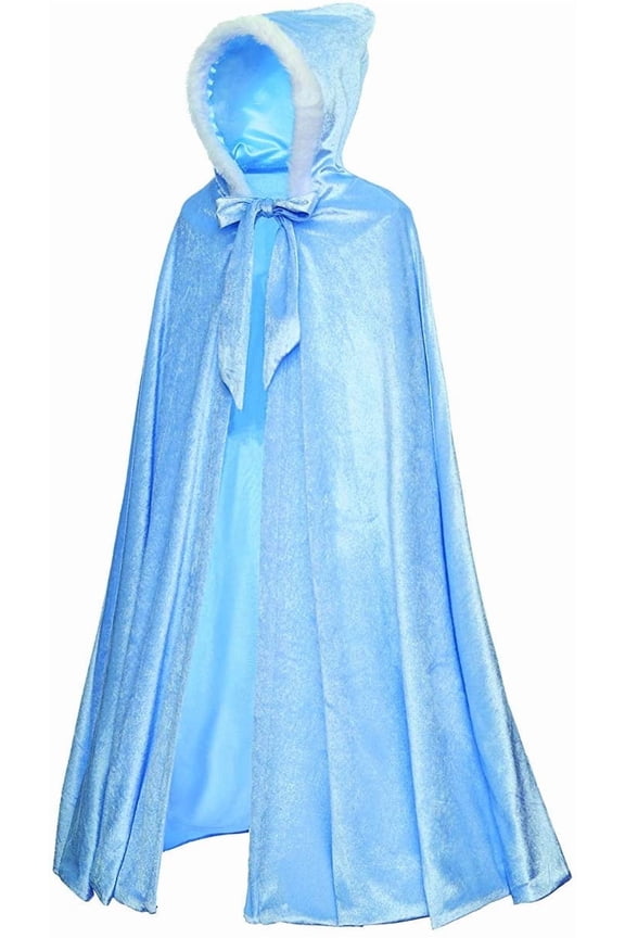 Princess Full Length Girls Cloaks Blue Halloween Costume Capes for Child 3-12 Years