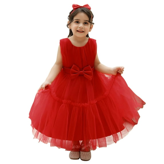 KAWELL Elegant Flower Girl Dress for Wedding Kids Sleevelesss Lace Pageant Ball Gowns