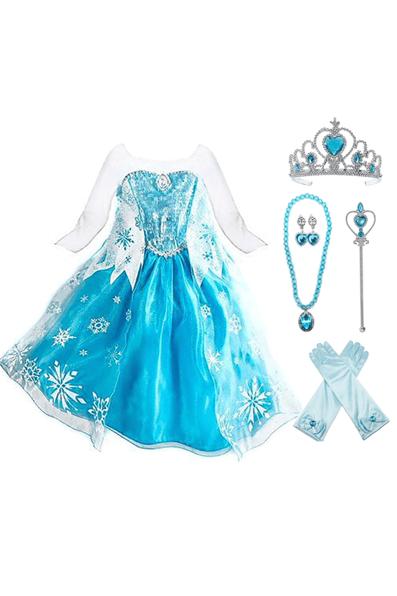 Princess Dress up Costume with Cosplay Accessories Crown Wand & Gloves for Child 2t