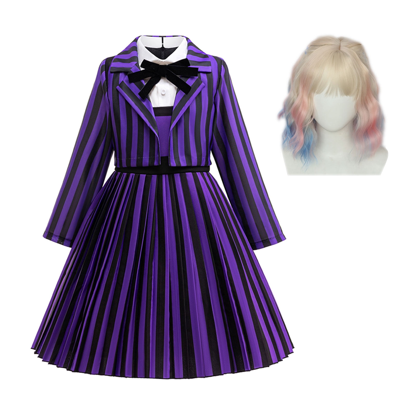 KAWELL Purple Stripes Costume for Girls, Academy Uniform Outfits