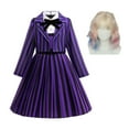 thumbnail image 1 of KAWELL Purple Stripes Costume for Girls, Academy Uniform Outfits Cosplay with Pink Blue Wig, Pleated Dress Girl's Stripes Suits Sets for Halloween, 1 of 7