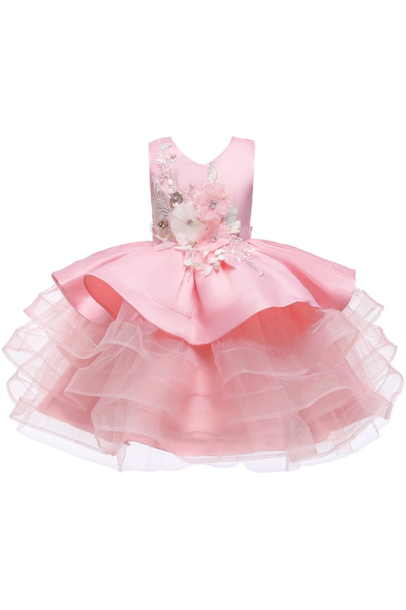 Flower Girls Dress for Wedding Children's Embroidery Ruffle Party Easter Tutu Dress